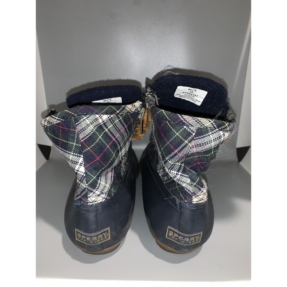 Sperry Womens 10 Blue Top Sider Saltwater Plaid Duck Boot STS94187 Rubber - Picture 4 of 8